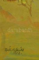 Tóth B. László (1906-1982): Faluszéli házak, akvarell, papír, jelzett, üvegezett fa keretben, 27×36 ...