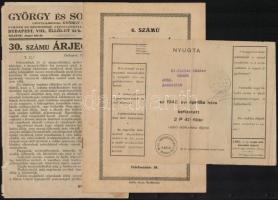 7 db reklámnyomtatvány és reklámmal ellátott boríték (Hexner József Budapest, Gazdák Biztosító Szöve...