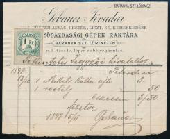 1897-1915 5 db fejléces számla, némelyik okmánybélyeggel (Herz Mór, Neumayer Fülöp, Ermer, stb.)