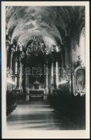 Papp Kálmán (1886-1966) győri megyés püspök saját kézzel aláírt köszönő lapja győri templomot ábrázoló fotó hátulján