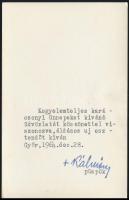 Papp Kálmán (1886-1966) győri megyés püspök saját kézzel aláírt köszönő lapja győri templomot ábrázo...