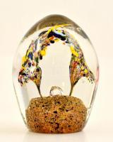 Többrétegű színes üvegnehezék, hibátlan, m: 8 cm