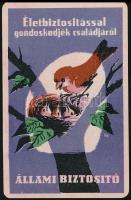1957 Életbiztosítással gondoskodjon családjáról Állami Biztosító reklámos kártyanaptár