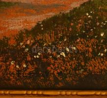 Püspöky jelzéssel: Tóparti idill, olaj, farost, díszes fa keretben, 33,5×49 cm