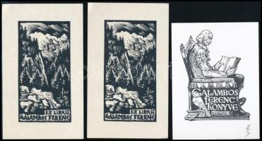 9 db különféle technikájú részben jelzett magyar ex libris / 9 Hungarian ex libris bookplates. Diffe...