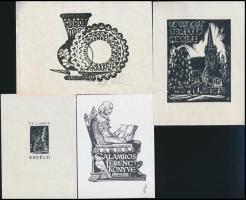 9 db különféle technikájú részben jelzett magyar ex libris / 9 Hungarian ex libris bookplates. Diffe...