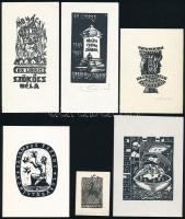 9 db különféle technikájú részben jelzett magyar ex libris / 9 Hungarian ex libris bookplates. Diffe...