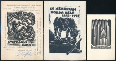 9 db különféle technikájú részben jelzett magyar ex libris / 9  Hungarian ex libris bookplates. Diff...