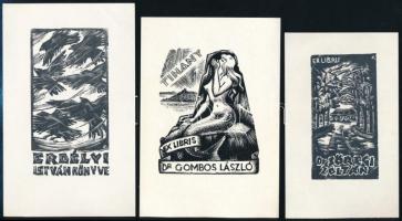 9 db különféle technikájú részben jelzett magyar ex libris / 9  Hungarian ex libris bookplates. Diff...