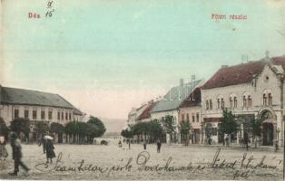 1909 Dés, Dej; Fő tér, Polgári bank rt., üzletek / main square, bank, shops (EK)