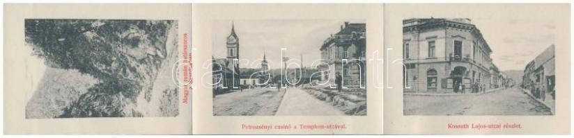 Petrozsény, Petrosani; leporellólap, belül: Gambrinus vendéglő a Szurduk-szorosban, határhíd Magyaro...