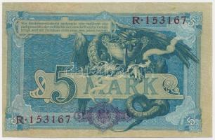Német Birodalom 1904. 5M hat számjegyű sorszám T:III Nagyon szép papír!
German Empire 1904. 5 Mark ...