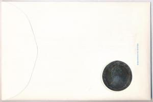 Man-sziget 1990. 1C "Penny Black" érmés borítékon elsőnapi bélyegzős bélyegblokkal, ismert...