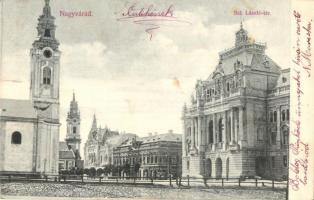 1907 Nagyvárad, Oradea; Szent László tér, templomok, városház. Kiadja Rákos Vilmos / square, churches, town hall (EK)