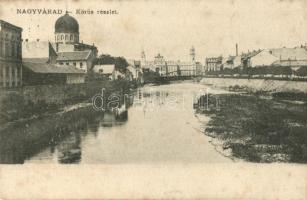 1910 Nagyvárad, Oradea; Körös részlet, zsinagóga / River Raul Cris, synagogue (fl)
