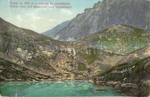 1917 Tátra, Felkai-tó, vízesés, Gránátfal / Velické pleso, Velické granáty, waterfall (fl)