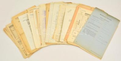 cca 1921-1958 Vegyes okmány tétel, fejléces számlák, levelek, keresztlevél, anyakönyvi kivonat, 87 db