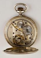 Tavannes ezüst (Ag.) zsebóra, dupla fedéllel, porcelán számlappal, jelzett, működik, bruttó: 69 g