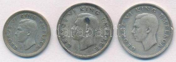 Új-Zéland 1937. 3p Ag + 6p Ag + 1944. 6p Ag "VI. György" T:2
New Zealand 1937. 3 Pence Ag...