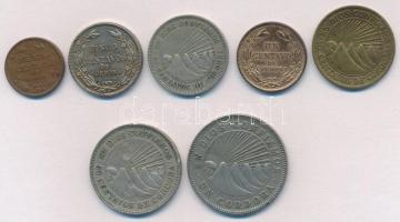 Nicaragua 1937-1972. 1/2c-1C (7xklf) T:1-,2,2- ph. Nicaragua 1937-1972. 1/2 Centavo - 1 Cordoba (7xdiff) C:AU,XF,VF edge error