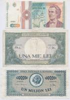Románia 1941-1992. 6db-os bankjegy tétel T:III,III- Romania 1941-1992. 6pcs of banknotes C:F,VG