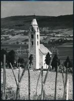 cca 1950-1960 Magyarországi templomok, Csenger, Velemér, Hévíz, Pécs, 4 db fotó, 23×17 cm