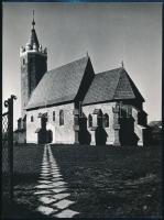 cca 1950-1960 Magyarországi templomok, Csenger, Velemér, Hévíz, Pécs, 4 db fotó, 23×17 cm