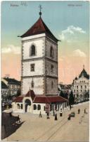 Kassa, Kosice; Orbán torony, üzletek / street view, tower, shops