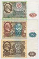 Szovjetunió 1961. 100R + 1991. 50R + 100R T:III Soviet Union 1961. 100 Rubles + 1991. 50 Rubles + 100 Rubles C:F