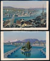 cca 1900 Zürich és Genf, 2 db chromolithográfia, 10,5×6,5 cm