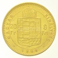 1889KB 8Ft/20Fr Au "Ferenc József / Középcímer" Körmöcbánya (6,47g/0.900) T:2
Hungary 188...