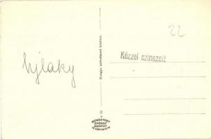 Buják, Hölgyek népviseletben, folklór. Hangya Szövetkezet kiadása, kézzel színezett