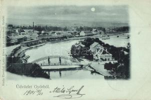 1901 Győr, Radó-sziget ipari vasúttal. Ehrenthál Ignácz kiadása  (EK)