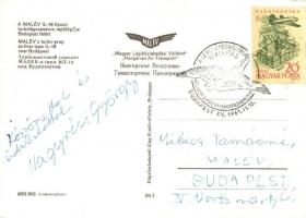 2 db MODERN magyar repülős képeslap: MALÉV, térkép/ 2 modern Hungarian airplane postcard, So. Stpl