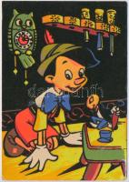 1963 Pinocchio Walt Disney textile postcard (Rb)