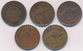 Ausztrália 1927-1963. 1/2p Br (5xklf) T:2,2- Australia 1927-1963. 1/2 Penny Br (5xdiff) C:XF,VF