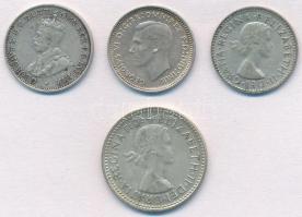 Ausztrália 1934-1953. 3p Ag (3xklf) + 1962. 6p Ag T:2 
Australia 1934-1953. 3 Pence Ag (3xdiff) + 1...