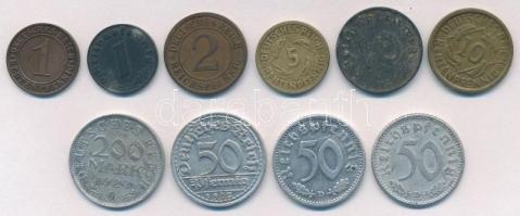 Németország / Weimari Köztársaság / Német Harmadik Birodalom 1922-1943.  10db-os vegyes fémpénz tétel T:2,2- Germany / Weimar Republic / German Third Reich 1922-1943. 10pcs of various metal coins C:XF,VF