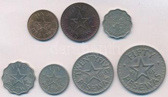 Ghána 1965-1967. 1/2p-50p (7xklf) T:1-,2
Ghana 1965-1967. 1/2 Pesewa - 50 Pesewas (7xdiff) C:AU,XF