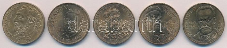 Franciaország 1982-1985. 10Fr (5xklf) T:1,1-
France 1982-1985. 10 Francs (5xdiff) C:UNC,AU