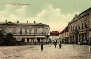 Fogaras, Fagaras; Fő tér, Hotel Mercur szálloda és kávéház, Novák János, Johann Pichler, Thierfeld Dávid üzlete. Thierfeld Dávid saját kiadása / main square, hotel, café, shops, publishers shop (EK)