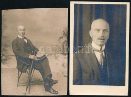 cca 1910-1930 Gönczy Mór zonograművész, miniszteri tanácsos, majd államtitkár, 2 db fotó, az egyik fotó körbevágott, 10x6 cm és 9x7 cm.