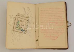 cca 1896 Emlékkönyv, számos érdekes bejegyzéssel, magyar és német nyelven