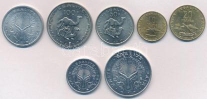 Dzsibuti 1977-1999. 1Fr - 100Fr (7xklf) T:1,1- Djibouti 1977-1999. 1 Franc - 100 Francs (7xdiff) C:UNC,AU