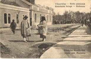 Munkács, Mukacheve, Mukacevo; Villanytelep, rutén parasztok. Reklám kiadása / power station, Ruthenian folklore (Rb)