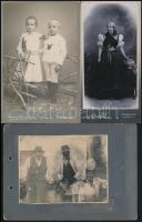 cca 1890-1900 Vegyes fotó tétel, 5 db, gyermek, női, és csoport fotók, keményhátú fotók (4 db), 1 db...