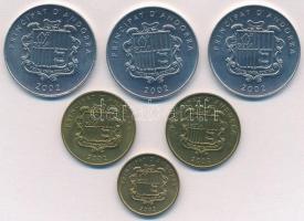 Andorra 2002. 1c - 5c (6xklf) forgalmi emlékkiadások T:1,1-
Andorra 2002. 1 Centim - 5 Centims (6xk...