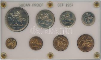 Szudán 1967. 1m-20G (8xklf) forgalmi sor dísztokban T:1 Sudan 1967. 1 Millim - 20 Ghirsh (8xdiff) coin set is case C:UNC