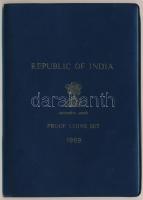 India 1969. 1p-10R (9xklf) forgalmi sor műbőr tokban, közte 1969. 10R Ag "Mahatma Ghandi" ...