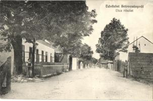 1913 Sztrecsnó, Sztrecsény, Strecno (Tátra); utcakép kereszttel / Strassenbild / street view with Cross